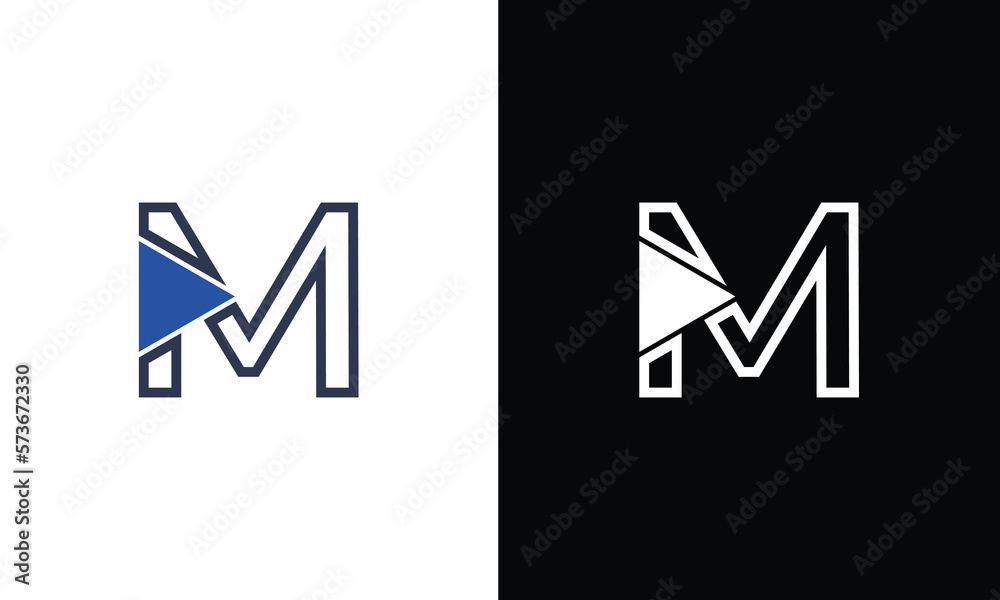 Letter M Logo Geometric Triangle Play button Vector. M logo multimedia and play logo technology and digital connection. Letter M Logo Geometric Triangle Play button Vector. M logo multimedia and play logo technology and digital connection.