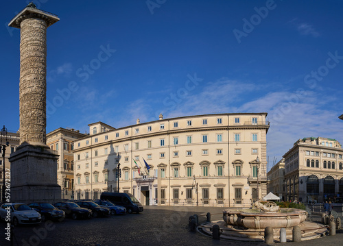 Palazzo Chigi, baroque and renaissance styled building, seat of the Council of Ministers and the official residence of the Italian Prime Minister in Rome, Italy 
