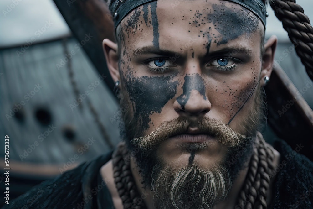 Illustration of handsome strong and muscular Viking warrior. Historical Viking culture concept. Generative AI
Illustration of handsome strong and muscular Viking warrior. Historical Viking culture concept. Generative AI