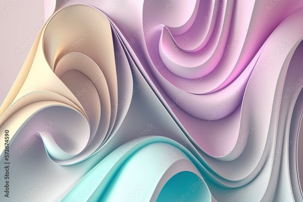 Fototapeta premium Wave background in pastel colors, Generative AI