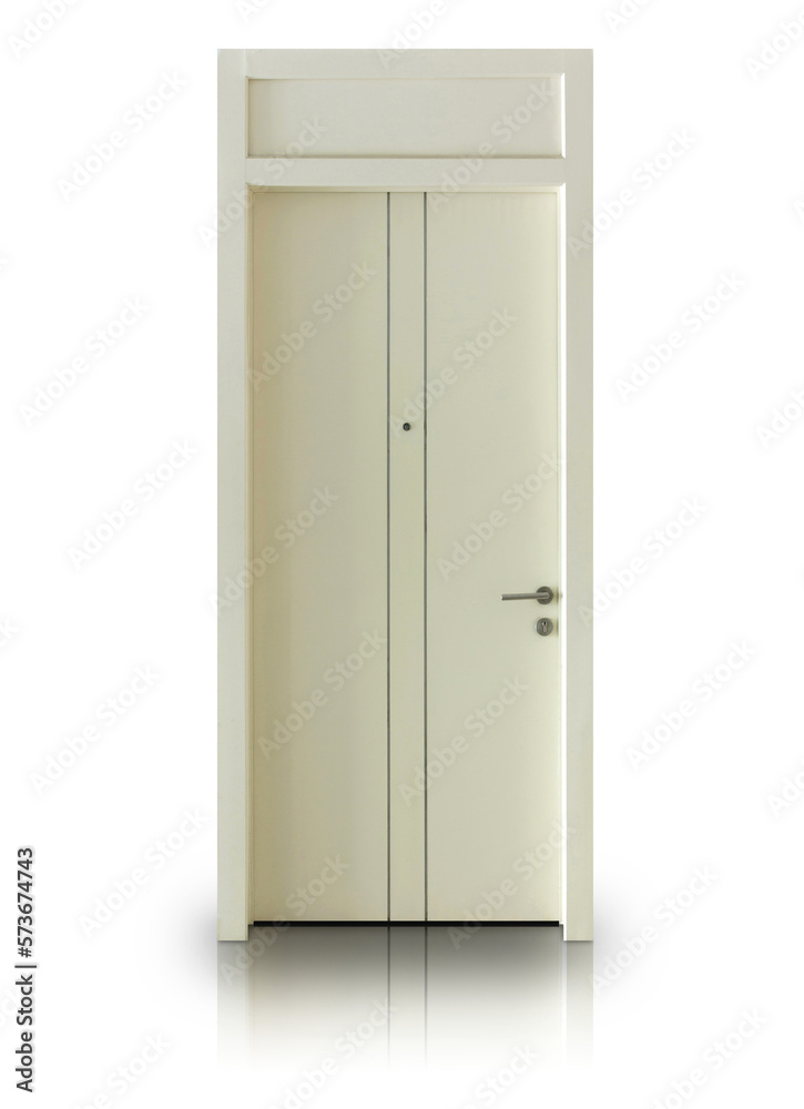 Wooden door isolated with reflect floor Wooden door isolated with reflect floor