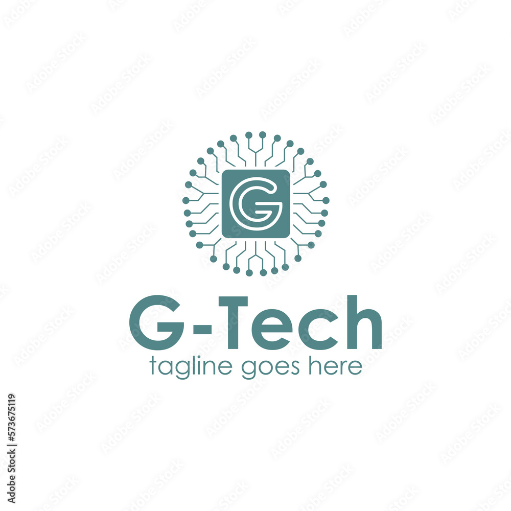 G-Tech Logo Design Template with tech icon and computer. Perfect for business, company, mobile, app, technology, etc G-Tech Logo Design Template with tech icon and computer. Perfect for business, company, mobile, app, technology, etc