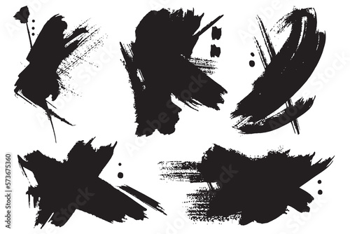Black and white vector image with strokes of paint