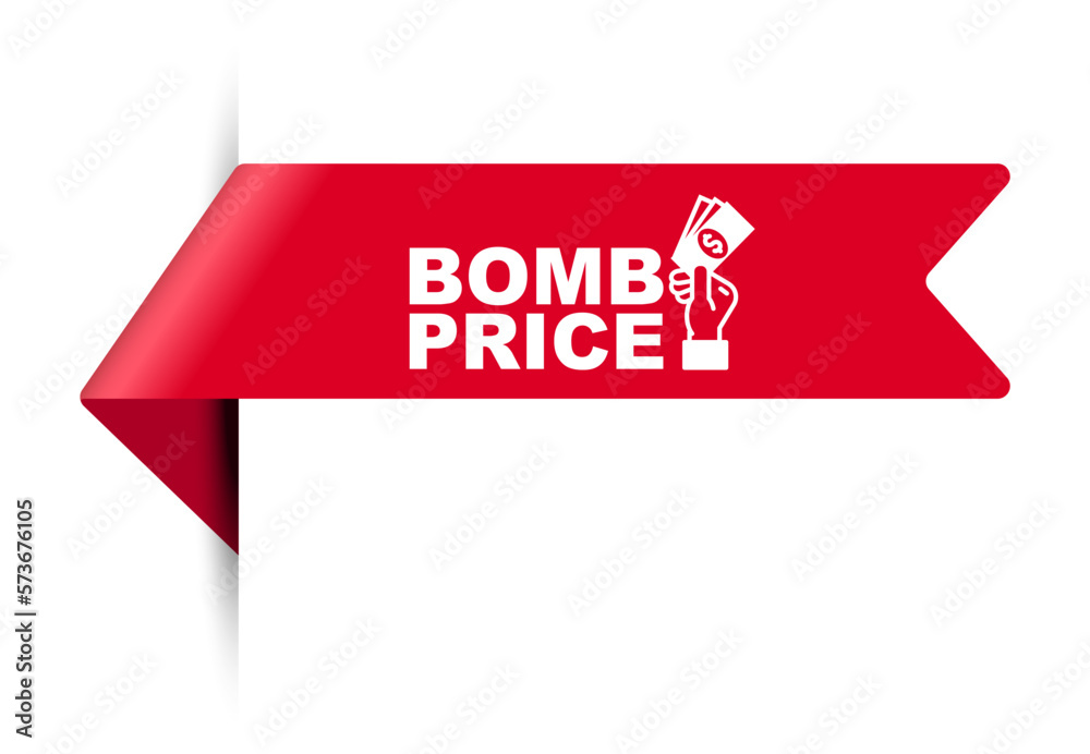 red vector illustration banner bomb price red vector illustration banner bomb price