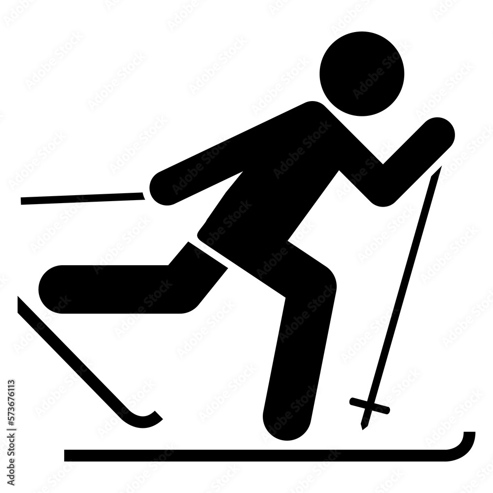 Logo winter sports. Icono aislado de silueta de esquiador de fondo Logo winter sports. Icono aislado de silueta de esquiador de fondo