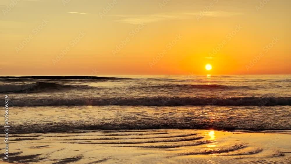Beautiful seascape during orange color sunset