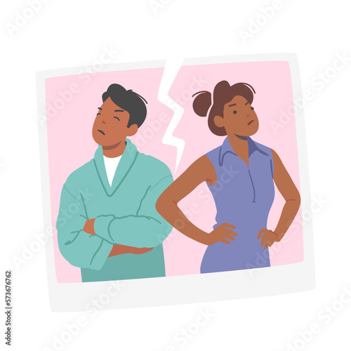 Family Couple In Conflict, Emotional Turmoil, Misunderstandings Concept With Male Female Characters Stand Back To Back
