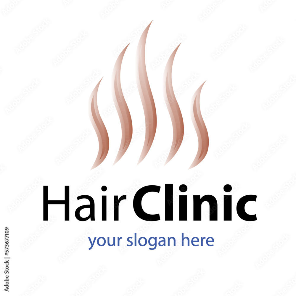 Hair clinic vector logo color style isolated on white background for trasplantation, cosmetics shop, natural medicine. makeup. 10 eps