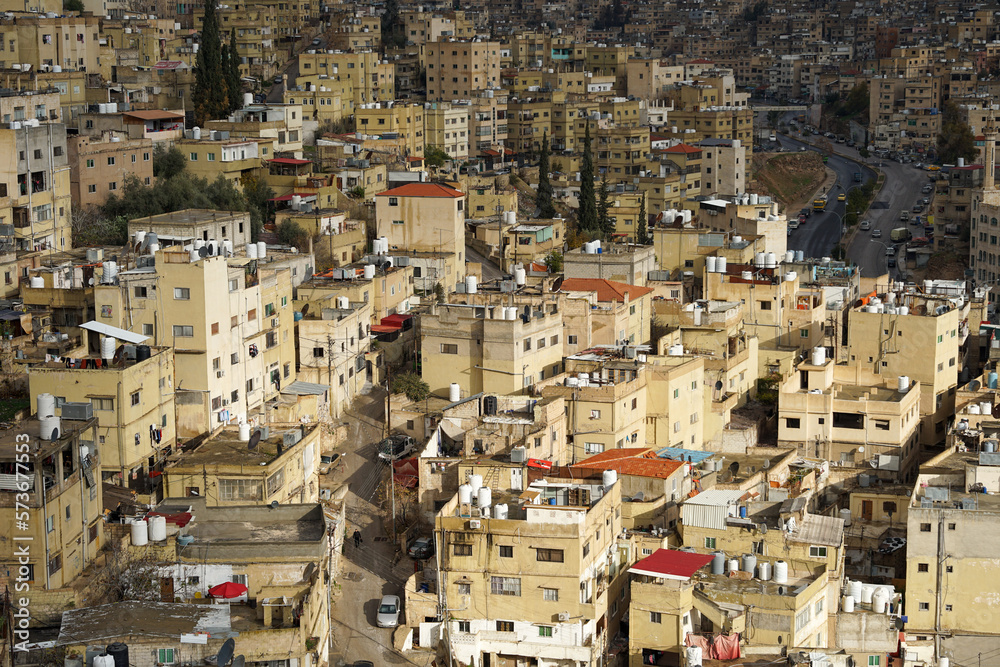 Historic city center of Amman aerial view