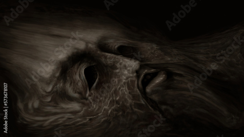 Abstract mental illness depression face in brush stroke style, disintegrating person, melting man, Illustration of male deforming, surreal psychological concept hand drawn digital illustration