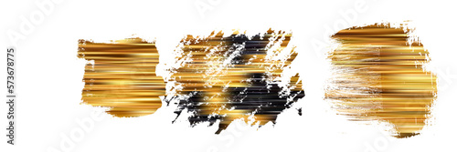 Golden brush stroke set. Collection of painted grunge stripes.