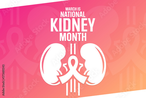 March is National Kidney Month. Vector illustration. Holiday poster.