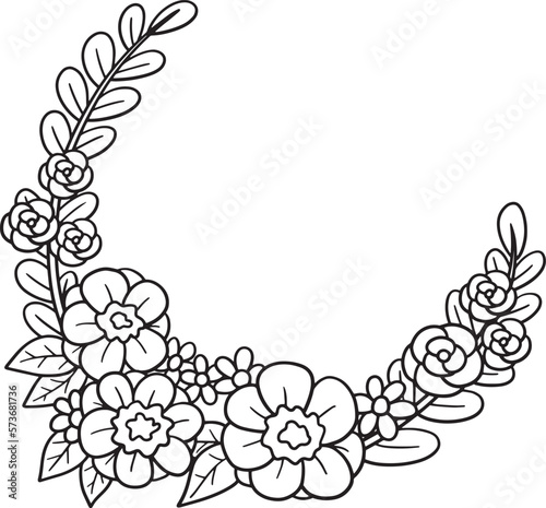 Floral Wreath Isolated Coloring Page for Kids