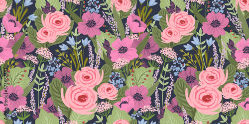 Floral seamless pattern. Vector design for paper, cover, fabric, interior decor and other