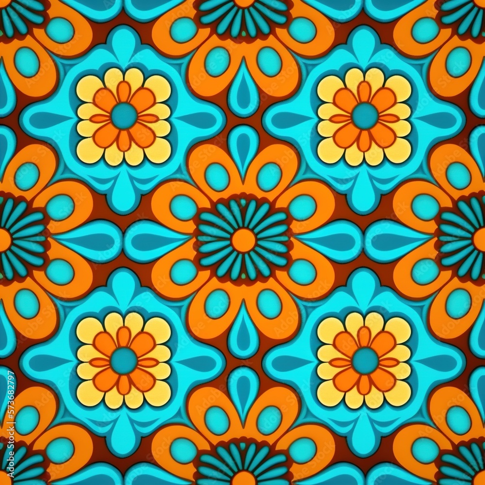 Generative AI - seamless pattern with flowers