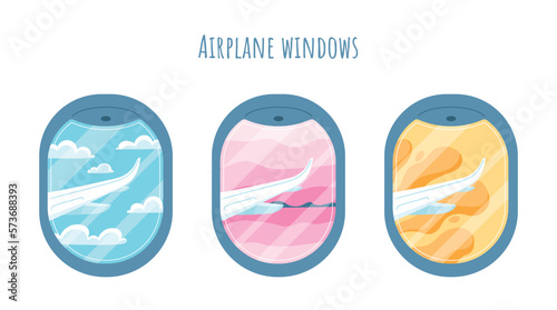 Airplane windows set