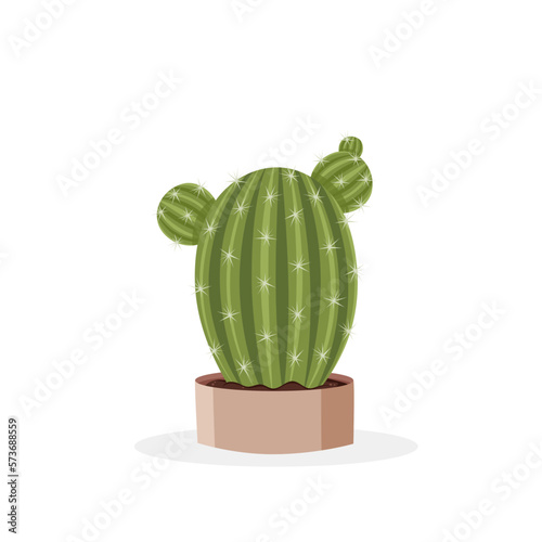 Cactus Echinopsis. Home plant in the minimalistic pot. Home decor and gardening concept. Cute isolated vector illustration for product design and decoration