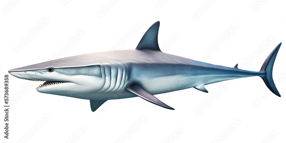 Mako shark, on isolated background. Generative Ai