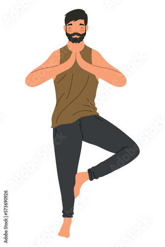 bearded man practicing yoga