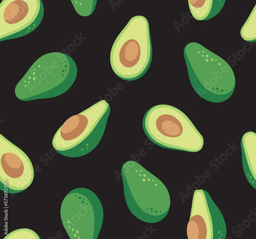 Fototapeta Naklejka Na Ścianę i Meble -  Seamless pattern with avocado. Healthy vegan food. Vector abstract modern illustration.