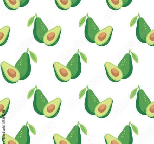 Seamless pattern with avocado. Healthy vegan food. Vector illustration.