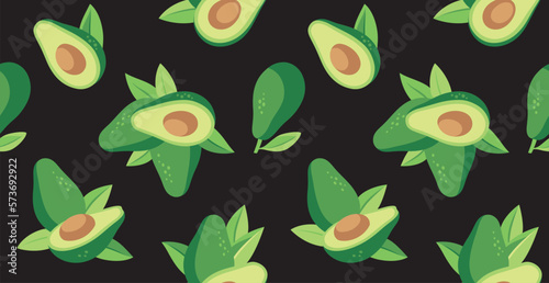 Seamless pattern with avocado. Healthy vegan food. Vector abstract modern illustration.
