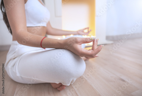 close up view of a woman doing yoga mudras 