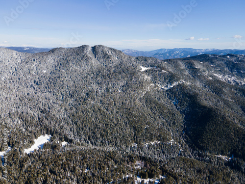 Aerial view of Rhodope Mountains near Persenk peak, Bulgaria photo