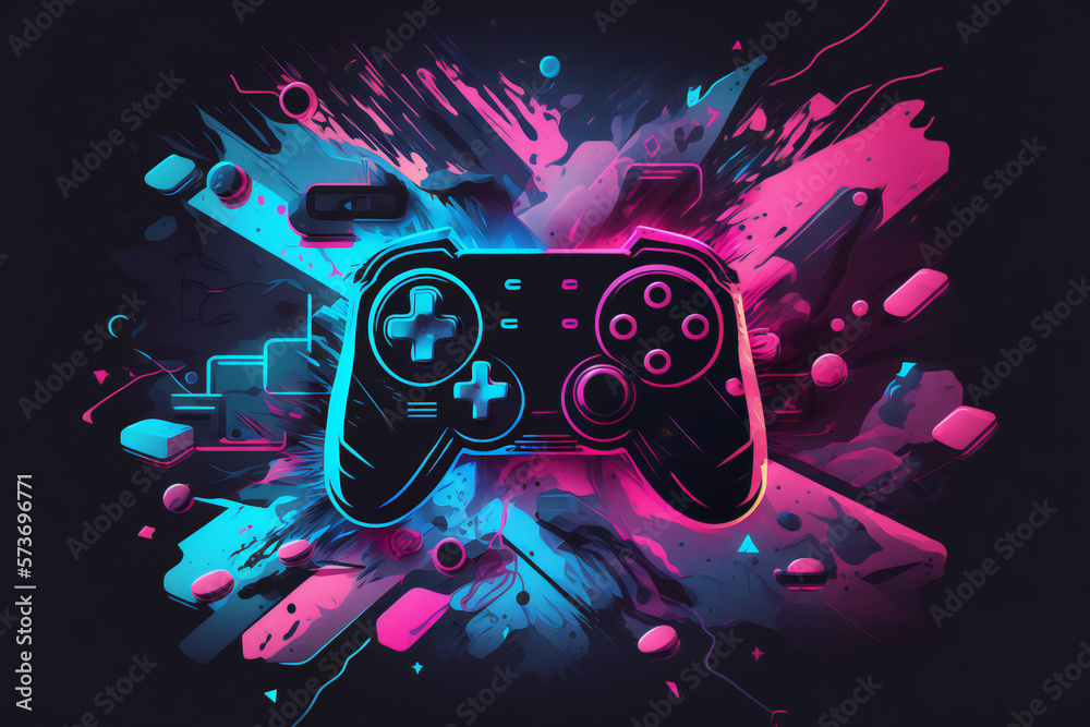 Artificial Generated Controller, Generated Gamer Background, AI Gamer Illustration