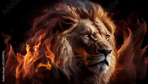 lion in the fire