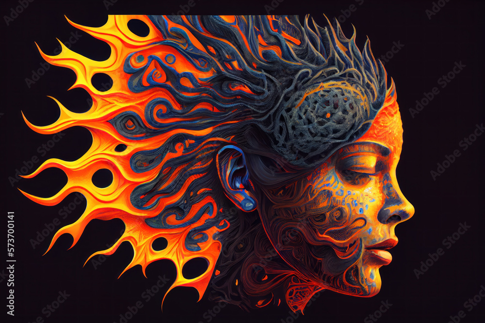 head with fire Generate Ai	