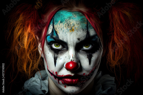 Colorful Female Clown Face Illustration - Perfect for Circus  Entertainment  and Festive Designs