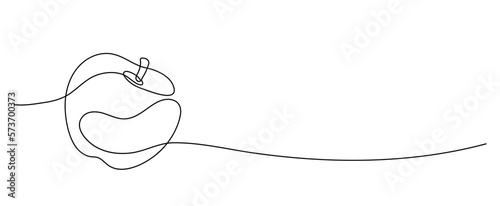 Apple. Continuous line drawing. Doodle border frame