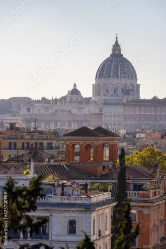 Obraz na płótnie Buildings in Downtown City of Rome, Italy. Sunny Fall Season day. w salonie
