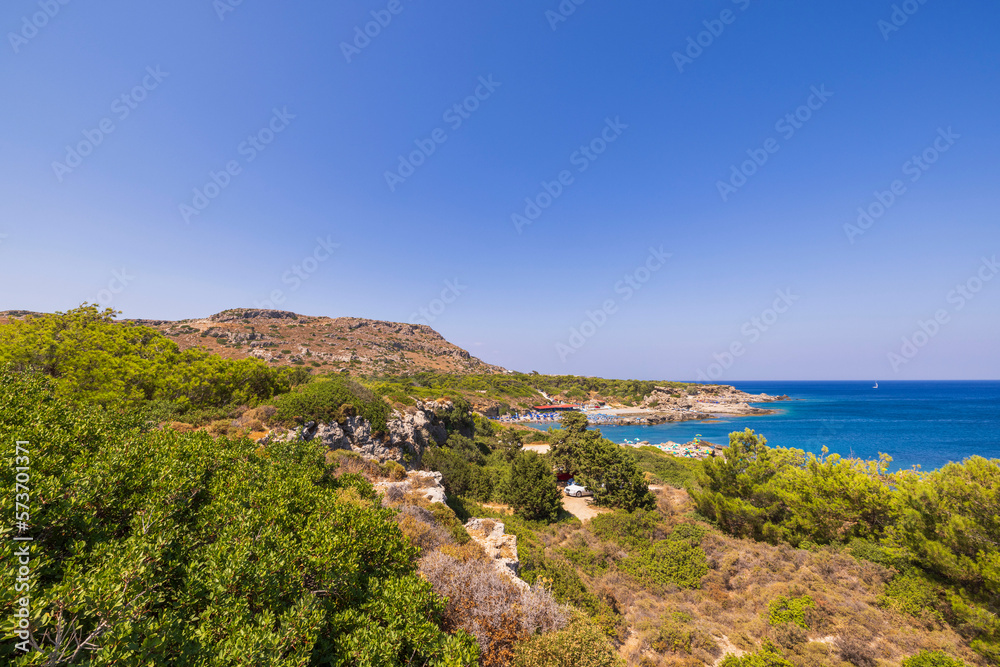 Beautiful coastline nature landscape view of Rhodes Island. Greece. Europe.