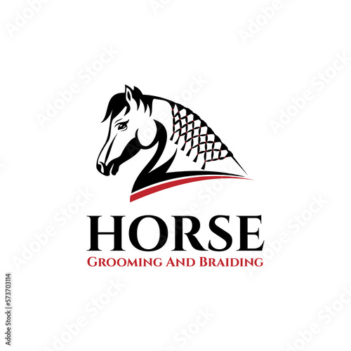 Horse Grooming And Braiding Logo Design 