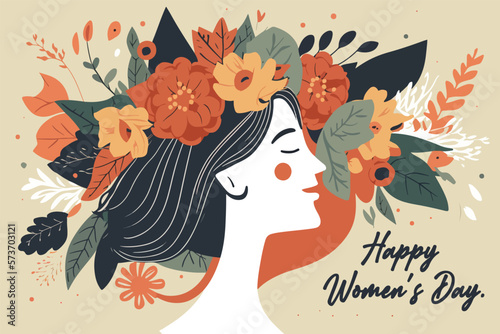Flat design  greetings for women s day. 2d illustration.