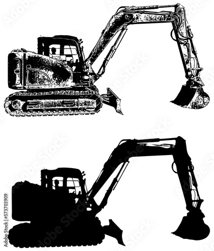 excavator isolated on white