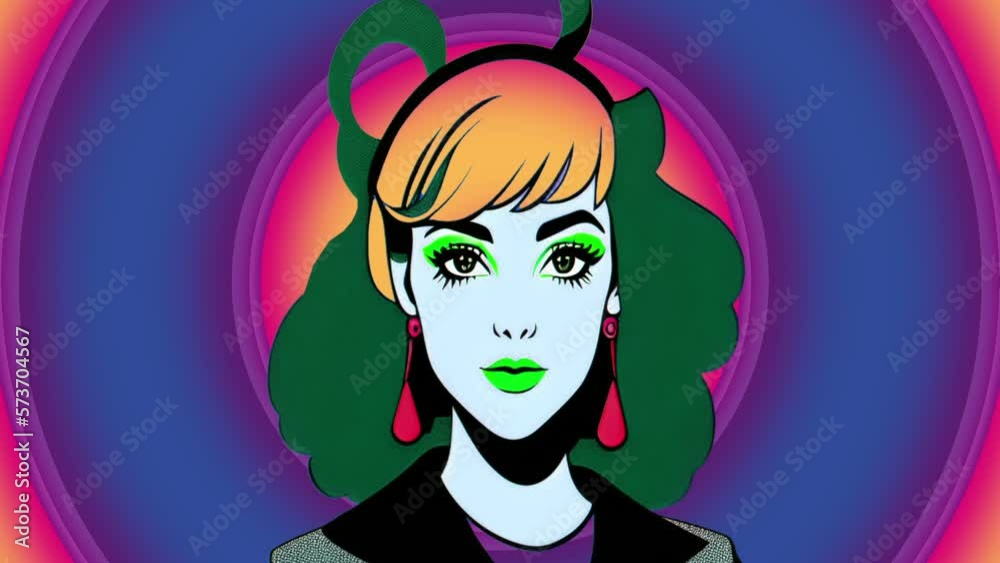 Pop Art Style Animation With Retro Woman Pop Art Style Animation With Retro Woman