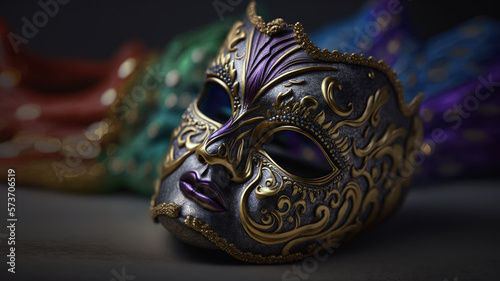 Full Face Mask For Mardi Gras Or Festival Parade. Generative AI.