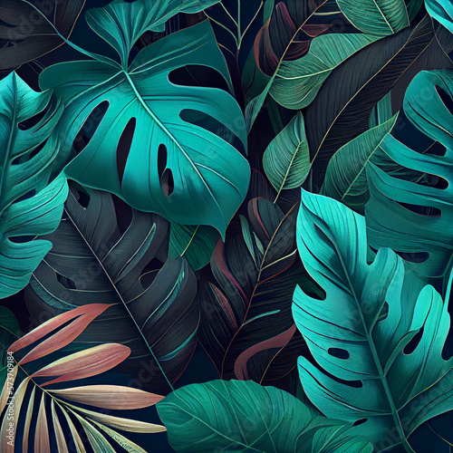 Wallpaper Mural background with leaves Torontodigital.ca