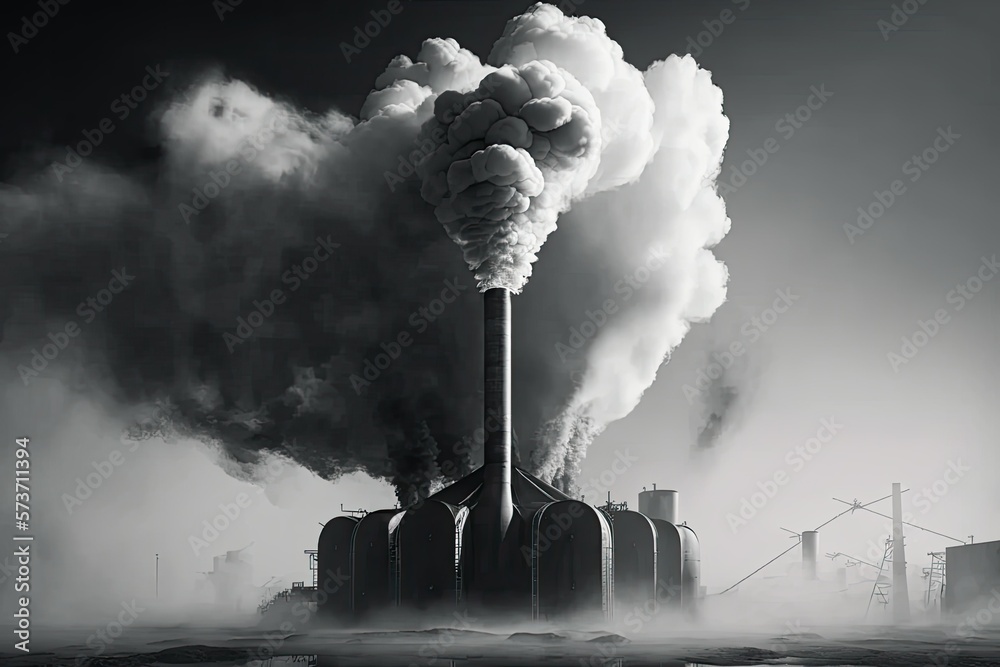 Industrial smoke causes air pollution. Issues with the environment