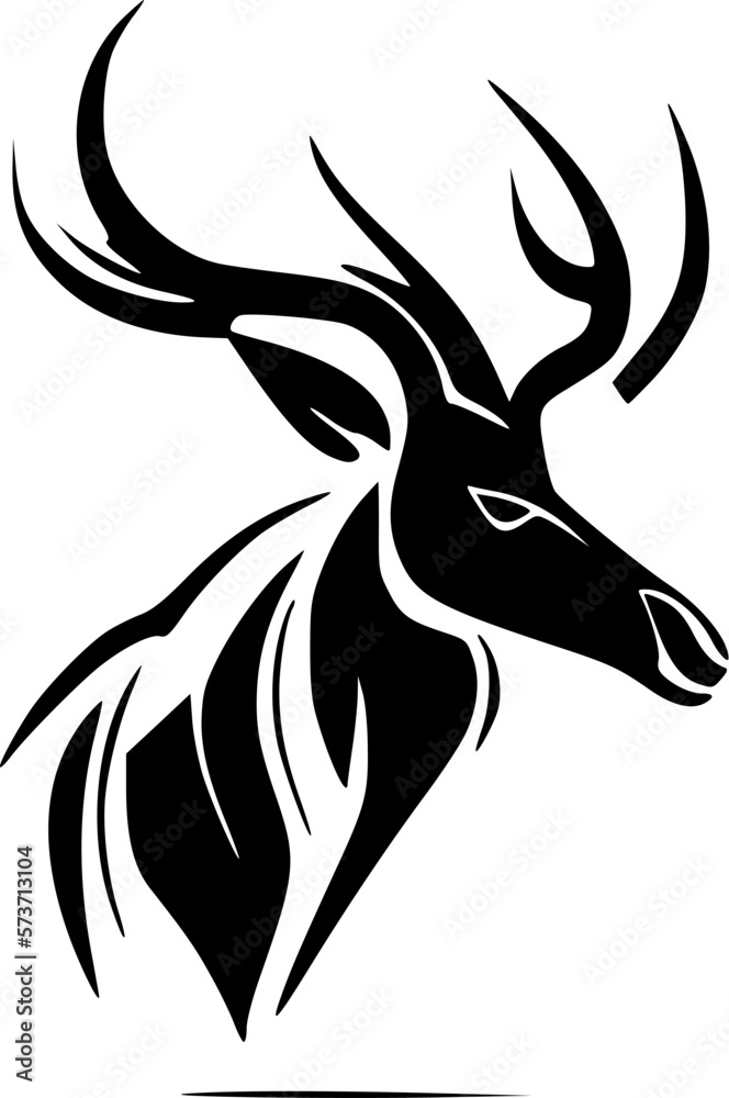 Deer | Black and White Vector illustration