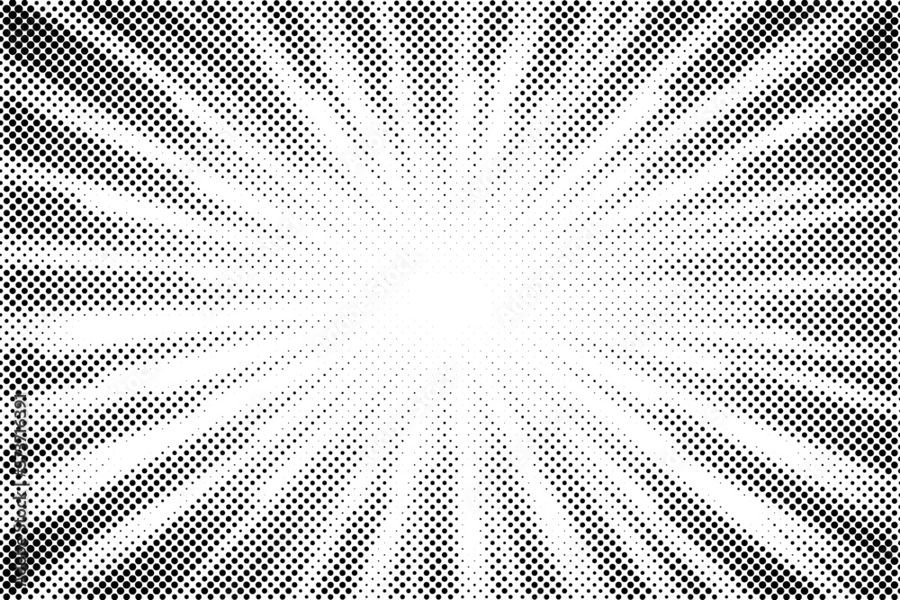 Comics background. Abstract lines backdrop. Shading sunrays. Design frames for title book. Texture explosive polka. Beam action. Pattern motion flash. Rectangle fast boom zoom. Vector illustration - obrazy, fototapety, plakaty 