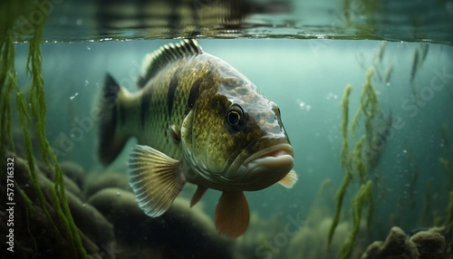 Small mouth bass under water generative ai 