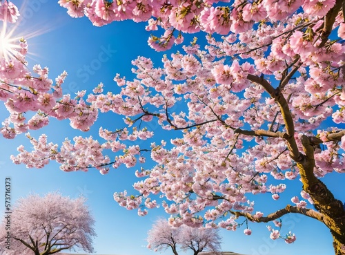 beautiful pink flowers on a tree