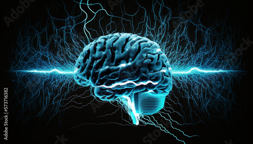 human brain waves concept generative ai  photo