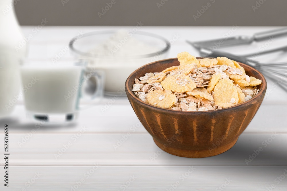 Oat flakes in the bowl. Tasty morning dish Oat flakes in the bowl. Tasty morning dish
