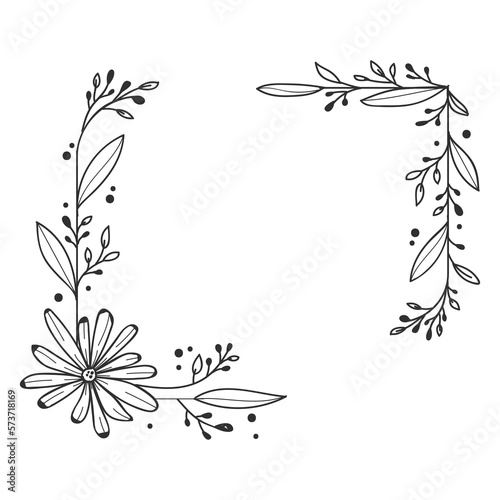 elegant hand drawn frames flowers