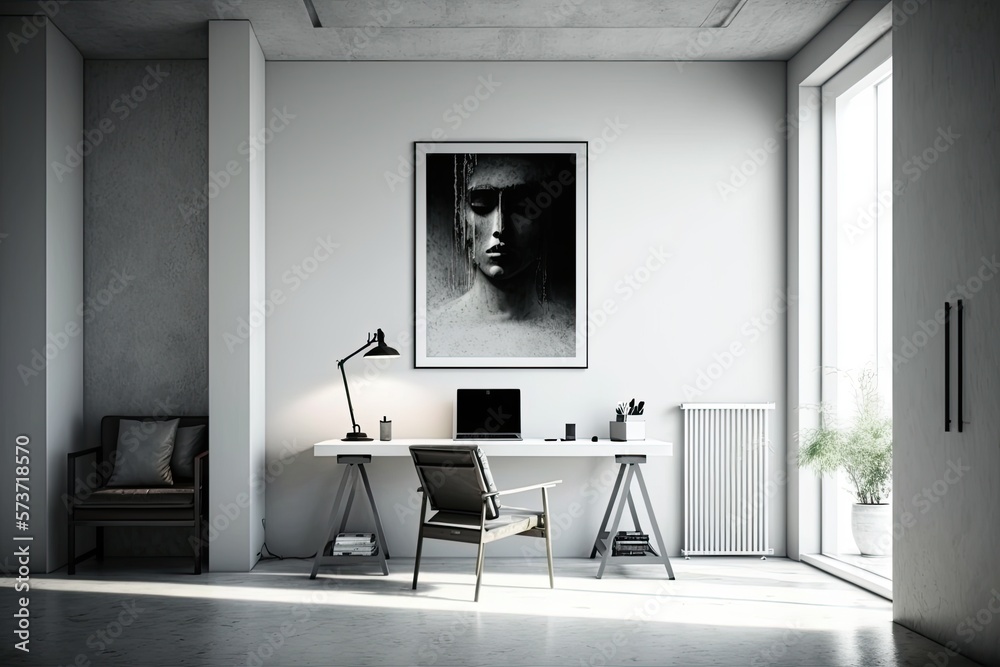 Modern minimalistic industrial style study, generative AI Modern minimalistic industrial style study, generative AI